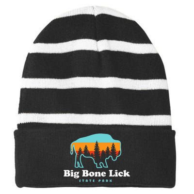 Big Bone Lick State Park Kentucky Bison Fossils Striped Beanie with Solid Band