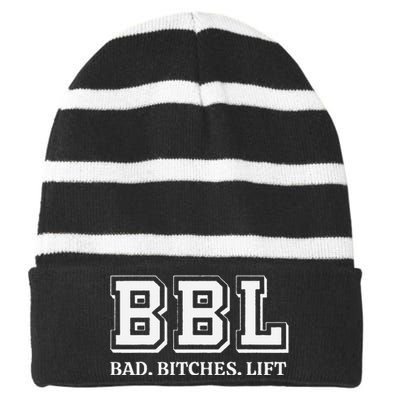 Bad Bitches Lift Striped Beanie with Solid Band