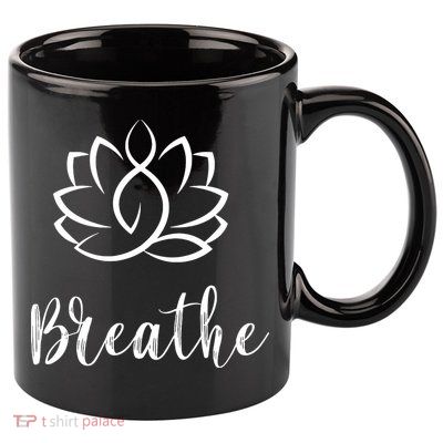 Breathe Buddha Lotus Flower Meditation Yoga 11oz C Handle Ceramic Mug
