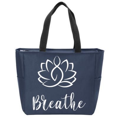 Breathe Buddha Lotus Flower Meditation Yoga Zip Tote Bag