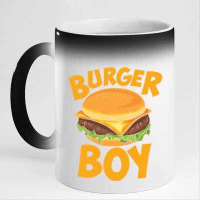 Burger Boy Loves Cheeseburger And Hamburger Gift 11oz Black Color Changing Mug