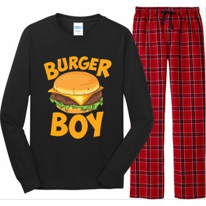 Burger Boy Loves Cheeseburger And Hamburger Gift Long Sleeve Pajama Set