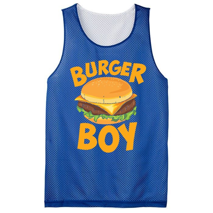 Burger Boy Loves Cheeseburger And Hamburger Gift Mesh Reversible Basketball Jersey Tank