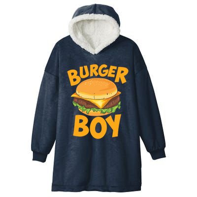 Burger Boy Loves Cheeseburger And Hamburger Gift Hooded Wearable Blanket