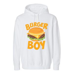 Burger Boy Loves Cheeseburger And Hamburger Gift Garment-Dyed Fleece Hoodie