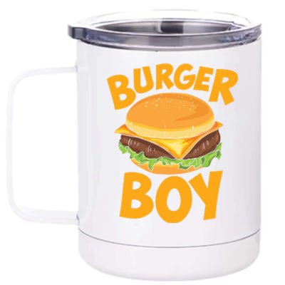 Burger Boy Loves Cheeseburger And Hamburger Gift 12 oz Stainless Steel Tumbler Cup