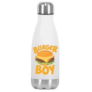 Burger Boy Loves Cheeseburger And Hamburger Gift Stainless Steel Insulated Water Bottle