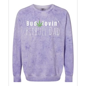 Best Bud Lovin Pitbull Dad Ever Funny Pitbull Owner Gift Colorblast Crewneck Sweatshirt