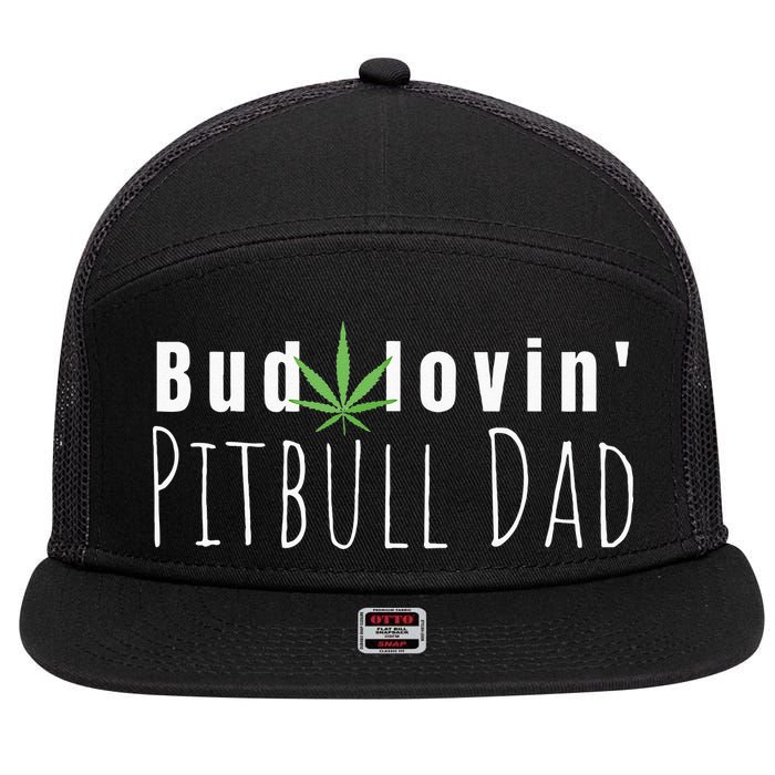 Best Bud Lovin Pitbull Dad Ever Funny Pitbull Owner Gift 7 Panel Mesh Trucker Snapback Hat