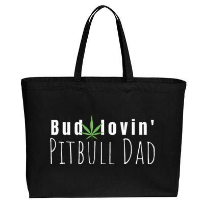 Best Bud Lovin Pitbull Dad Ever Funny Pitbull Owner Gift Cotton Canvas Jumbo Tote