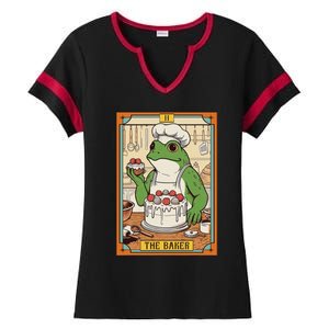 Baker Baking Lover Frog Making Cake The Baker Tarot Card Ladies Halftime Notch Neck Tee