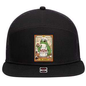 Baker Baking Lover Frog Making Cake The Baker Tarot Card 7 Panel Mesh Trucker Snapback Hat