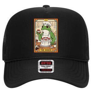 Baker Baking Lover Frog Making Cake The Baker Tarot Card High Crown Mesh Back Trucker Hat