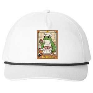 Baker Baking Lover Frog Making Cake The Baker Tarot Card Snapback Five-Panel Rope Hat