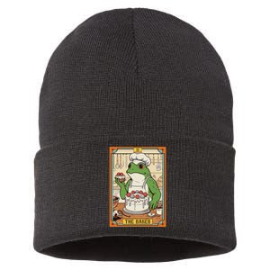 Baker Baking Lover Frog Making Cake The Baker Tarot Card Sustainable Knit Beanie