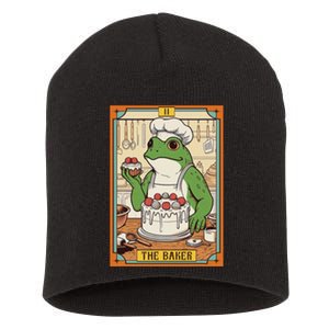 Baker Baking Lover Frog Making Cake The Baker Tarot Card Short Acrylic Beanie