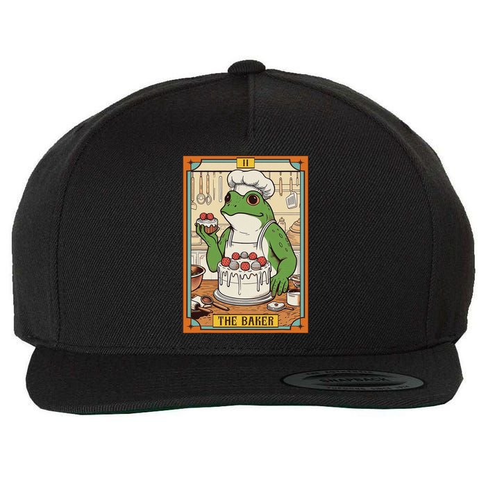 Baker Baking Lover Frog Making Cake The Baker Tarot Card Wool Snapback Cap