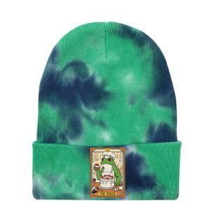 Baker Baking Lover Frog Making Cake The Baker Tarot Card Tie Dye 12in Knit Beanie