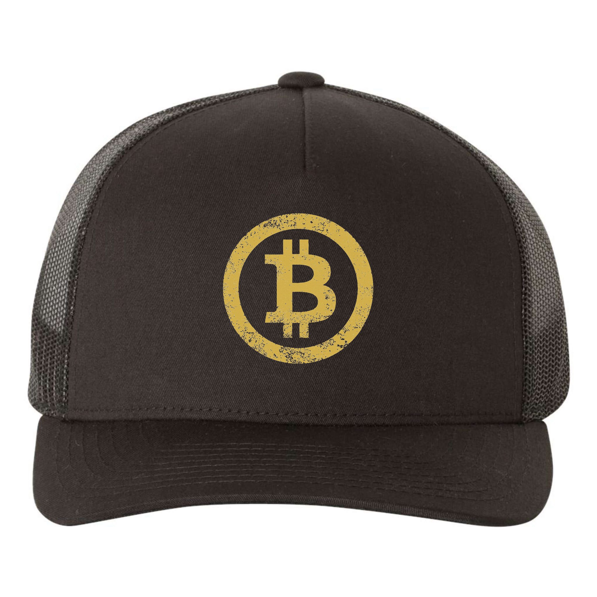 Bitcoin Btc Logo Retro Vintage Distressed Yupoong Adult 5-Panel Trucker Hat
