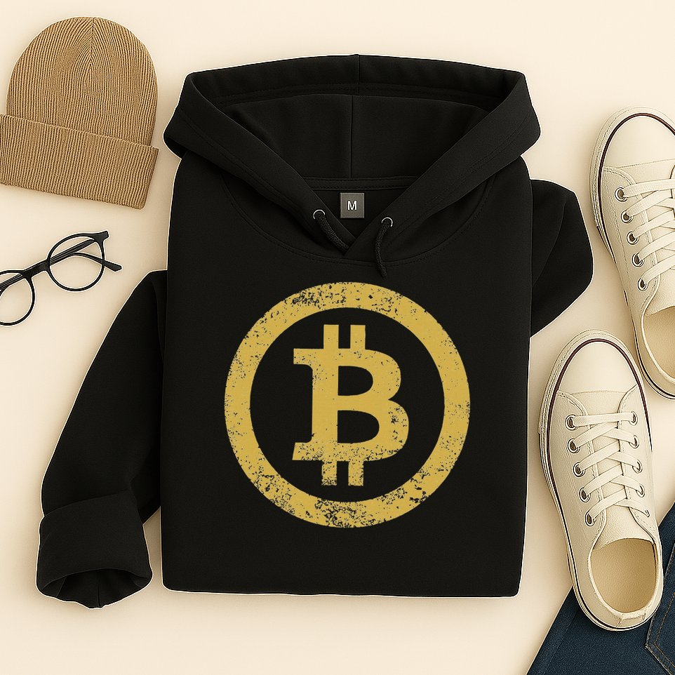 Bitcoin Btc Logo Retro Vintage Distressed Hoodie