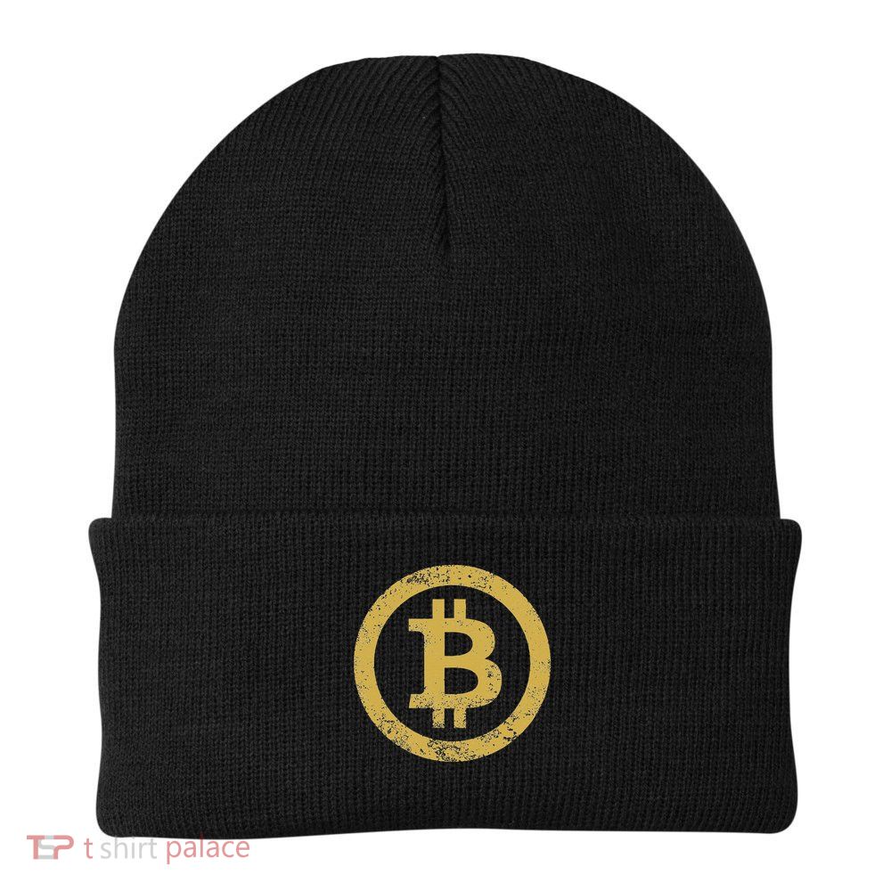 Bitcoin Btc Logo Retro Vintage Distressed Beanie