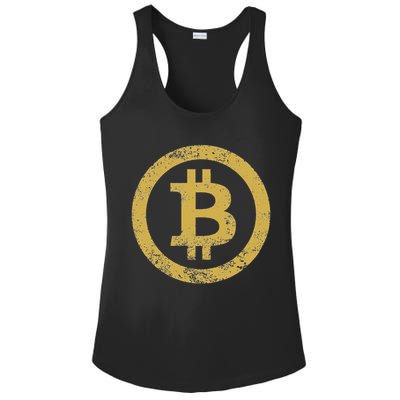 Bitcoin Btc Logo Retro Vintage Distressed Ladies PosiCharge Competitor Racerback Tank