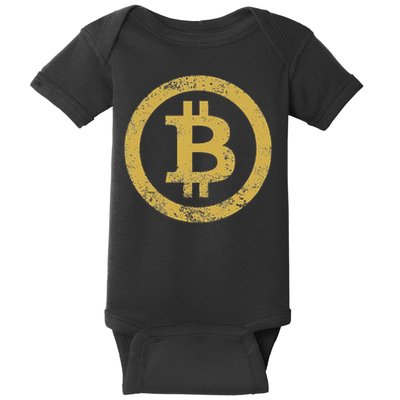 Bitcoin Btc Logo Retro Vintage Distressed Baby Bodysuit