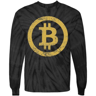 Bitcoin Btc Logo Retro Vintage Distressed Tie-Dye Long Sleeve Shirt