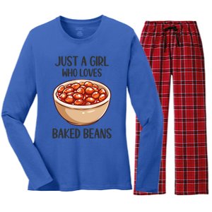 Baked Beans Lovers Gift Just A Who Loves Baked Beans Gift Women's Long Sleeve Flannel Pajama Set 