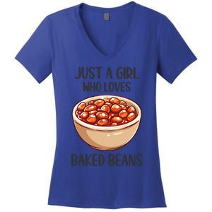 Baked Beans Lovers Gift Just A Who Loves Baked Beans Gift Women's V-Neck T-Shirt