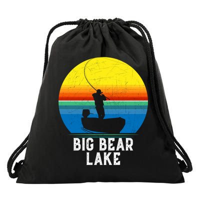 Big Bear Lake Gift For Fishing Trips Travel Family Gift Drawstring Bag