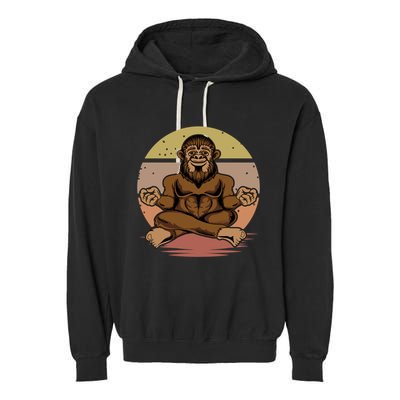 Buddha Bigfoot Lotus Big Foot Sasquatch Yeti Chill Namaste Funny Gift Garment-Dyed Fleece Hoodie