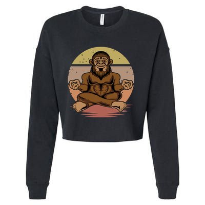 Buddha Bigfoot Lotus Big Foot Sasquatch Yeti Chill Namaste Funny Gift Cropped Pullover Crew