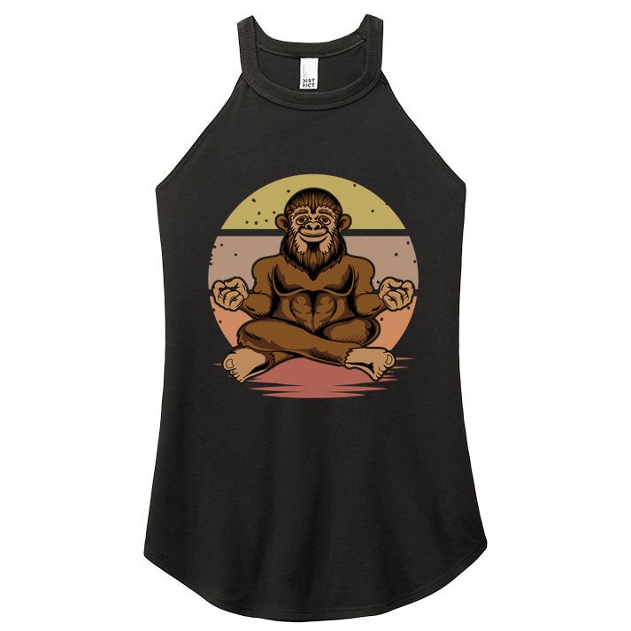 Buddha Bigfoot Lotus Big Foot Sasquatch Yeti Chill Namaste Funny Gift Women's Perfect Tri Rocker Tank
