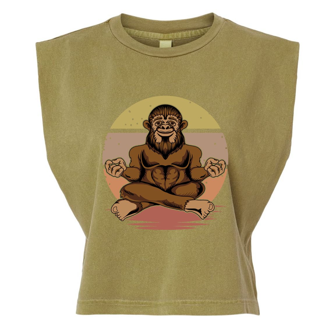 Buddha Bigfoot Lotus Big Foot Sasquatch Yeti Chill Namaste Funny Gift Garment-Dyed Women's Muscle Tee