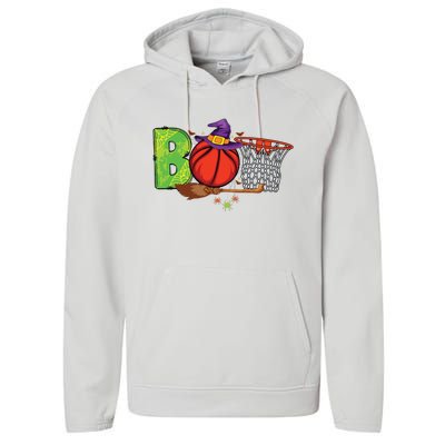 Boo Basketball Lovers Scary Funny Halloween Costume Boy Performance Fleece Hoodie