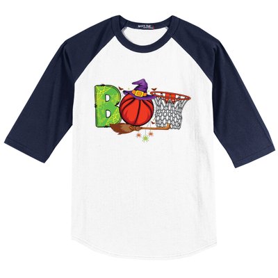 Boo Basketball Lovers Scary Funny Halloween Costume Boy Baseball Sleeve Shirt