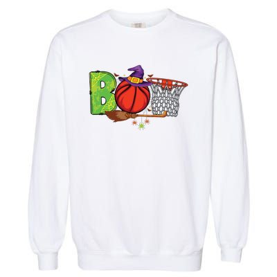 Boo Basketball Lovers Scary Funny Halloween Costume Boy Garment-Dyed Sweatshirt