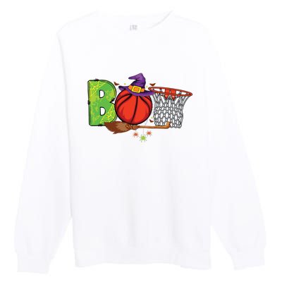 Boo Basketball Lovers Scary Funny Halloween Costume Boy Premium Crewneck Sweatshirt