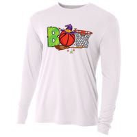 Boo Basketball Lovers Scary Funny Halloween Costume Boy Cooling Performance Long Sleeve Crew