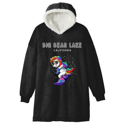 Big Bear Lake California Snowboard And Ski Unicorn Cool Gift Hooded Wearable Blanket