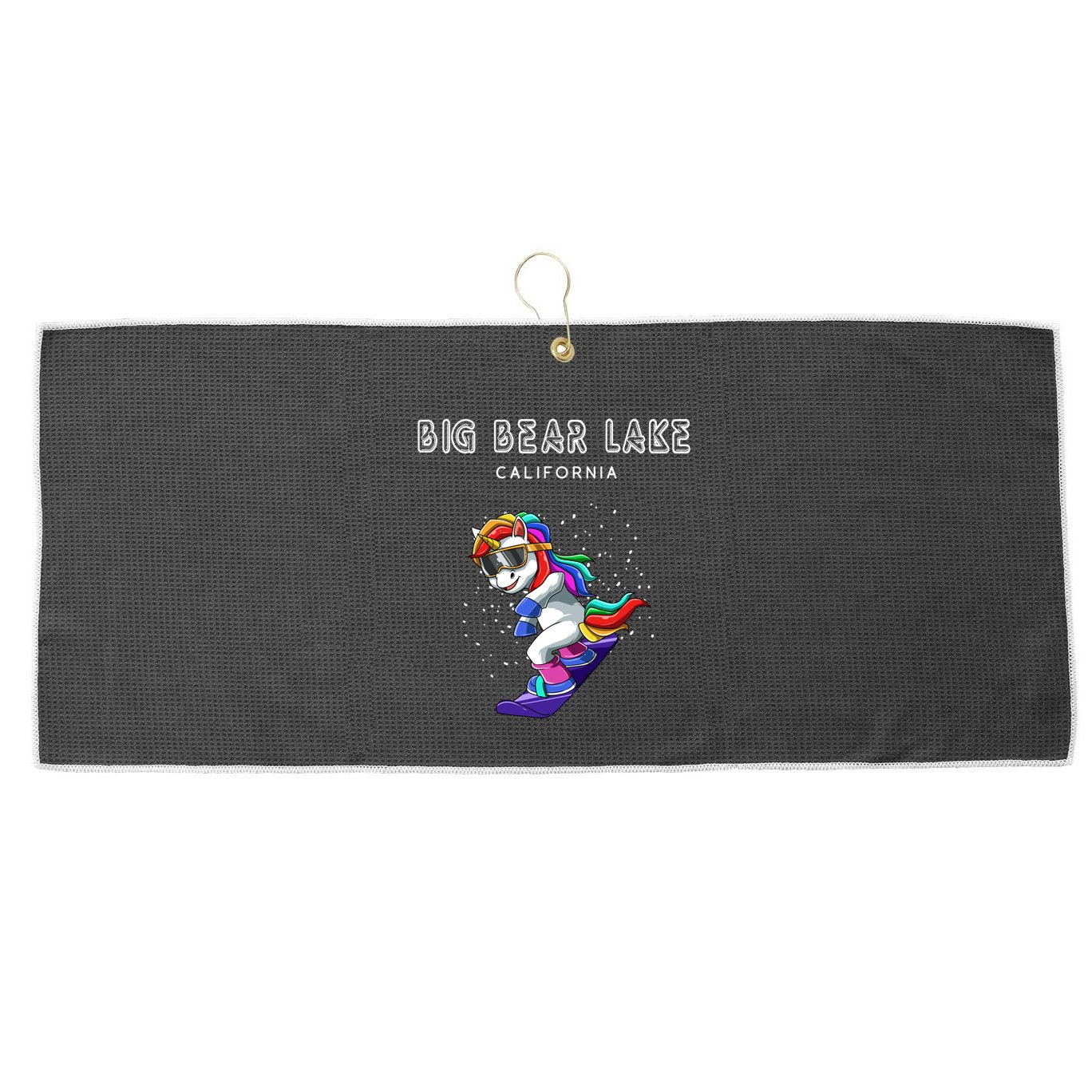 Big Bear Lake California Snowboard And Ski Unicorn Cool Gift Large Microfiber Waffle Golf Towel