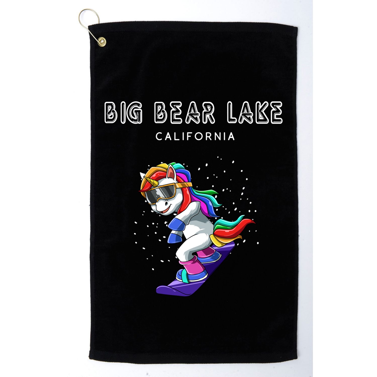 Big Bear Lake California Snowboard And Ski Unicorn Cool Gift Golf Towel