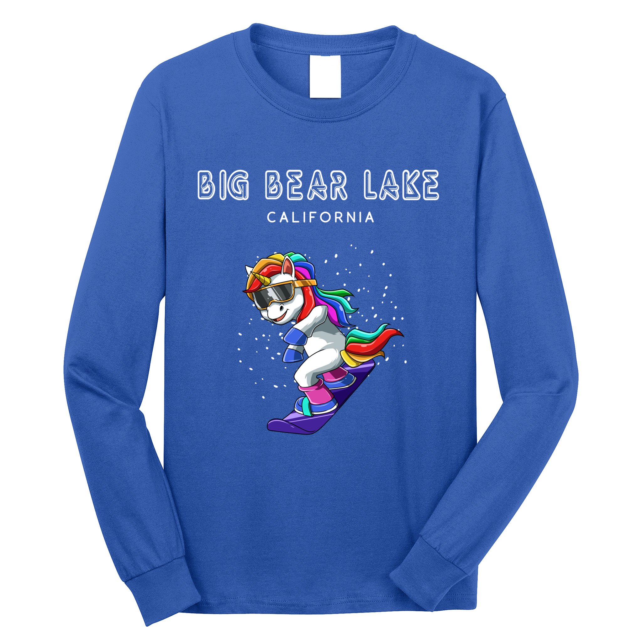Big Bear Lake California Snowboard And Ski Unicorn Cool Gift Long Sleeve Shirt