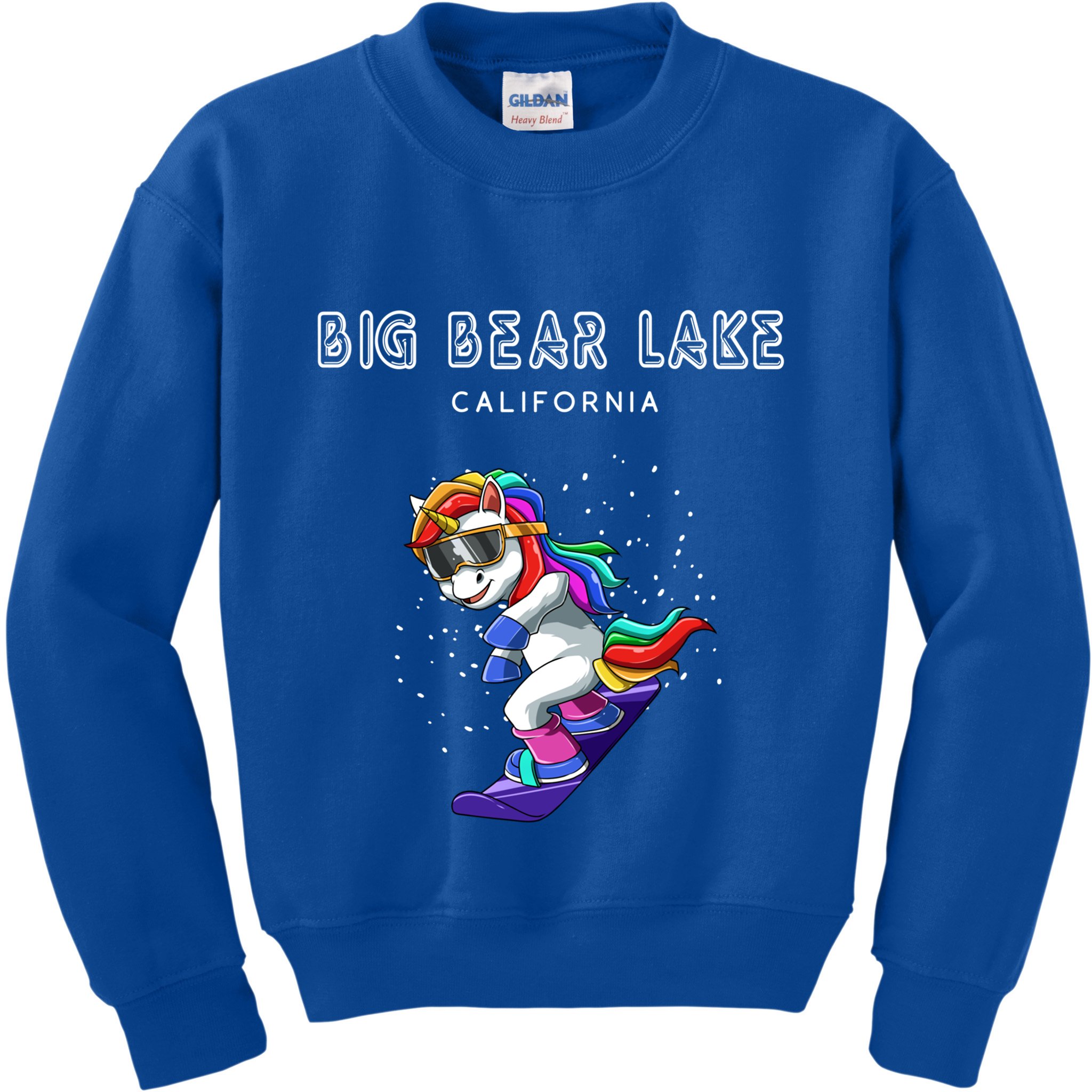 Big Bear Lake California Snowboard And Ski Unicorn Cool Gift Kids Sweatshirt