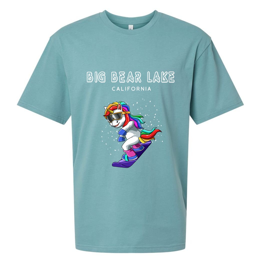 Big Bear Lake California Snowboard And Ski Unicorn Cool Gift Sueded Cloud Jersey T-Shirt