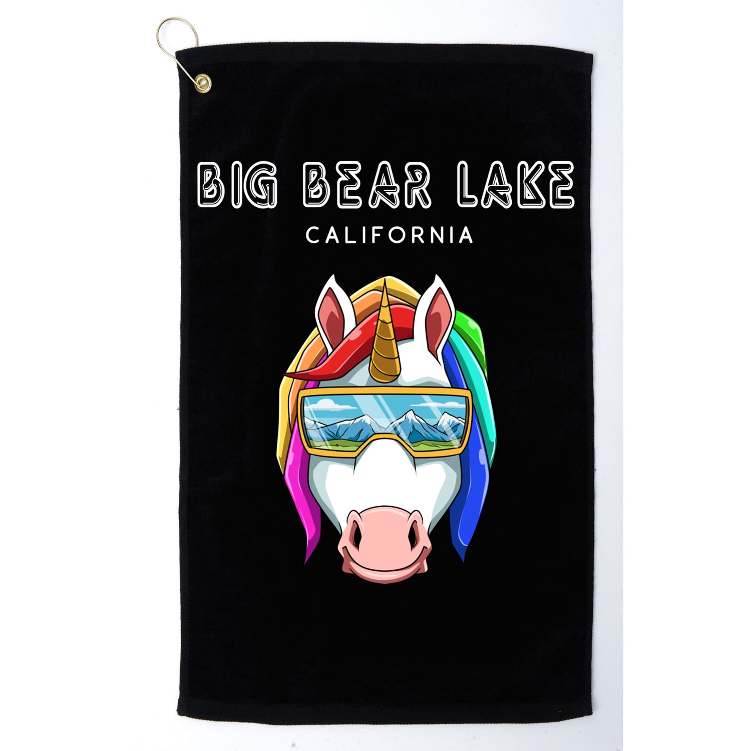 Big Bear Lake California Usa Ski And Snowboard Unicorn Great Gift Golf Towel