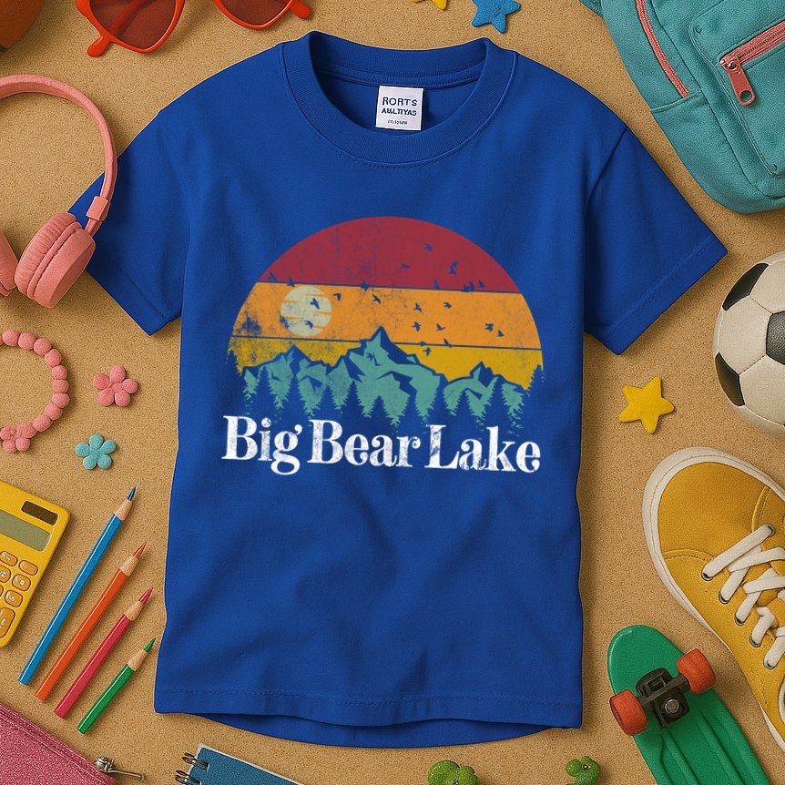 Big Bear Lake California 70S 80S Retro Vintage Mountain Ski Gift Kids T-Shirt