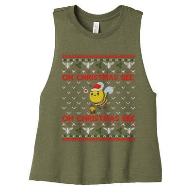 Bumble Bee Lover Funny Christmas Funny Gift Ugly Sweater Funny Gift Women's Racerback Cropped Tank