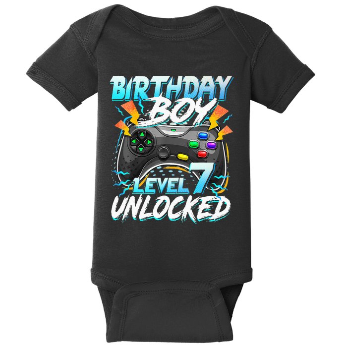 Birthday Boy Level 7 Unlocked Video Game Birthday Party Baby Bodysuit